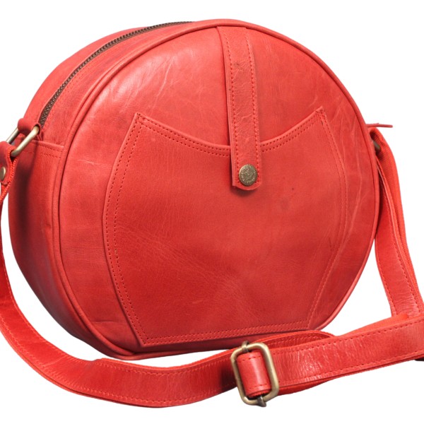Crossbody Purse Buffalo Leather Hobo Women Semi Circle Zipper Red Bag